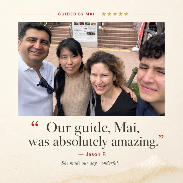 Five-star private Tokyo tour review from Jason P., guided by Mai