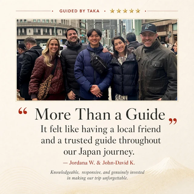 Five-star private Japan tour review from Jordana W. and John-David K., guided by Taka